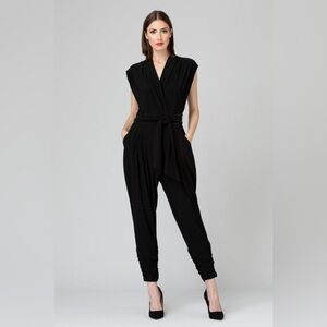 Wrap-Front Jumpsuit Black Sz S